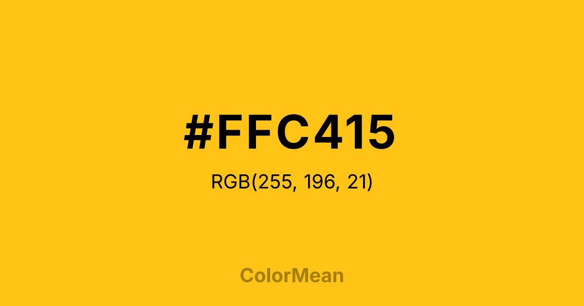 Color swatch image showing #FFC415 with RGB(255,196,21) values