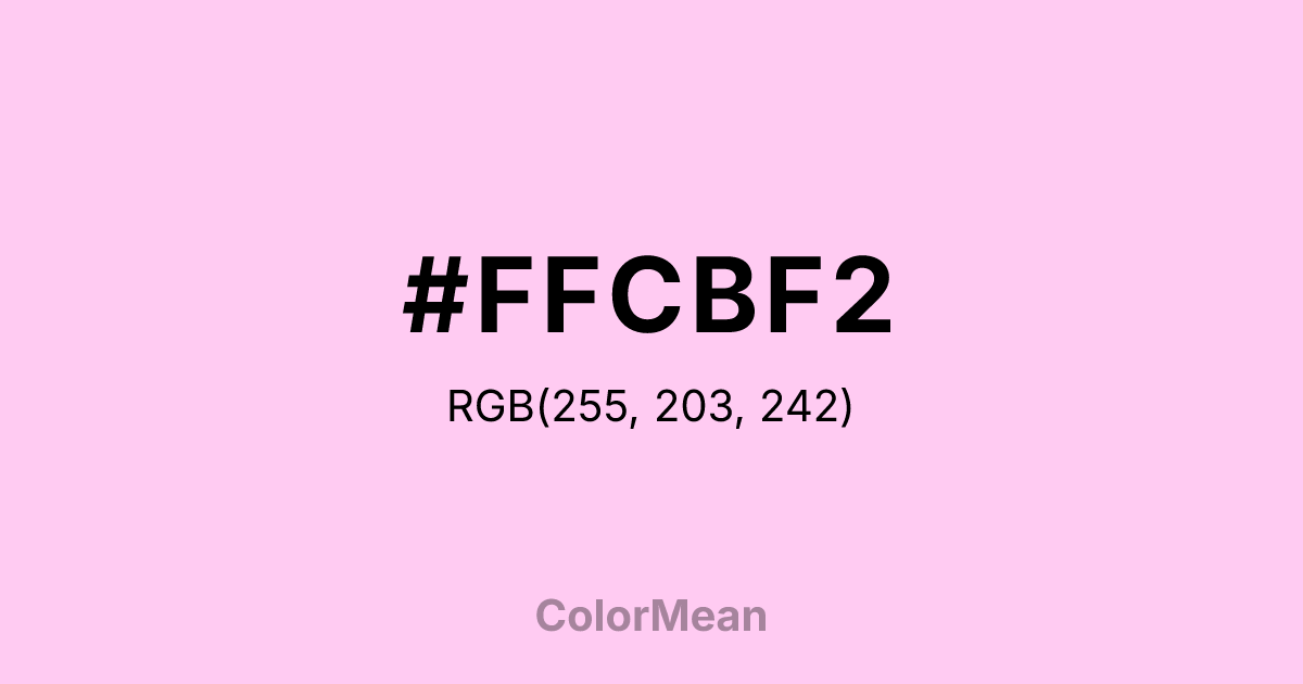Color swatch image showing #FFCBF2 with RGB(255,203,242) values