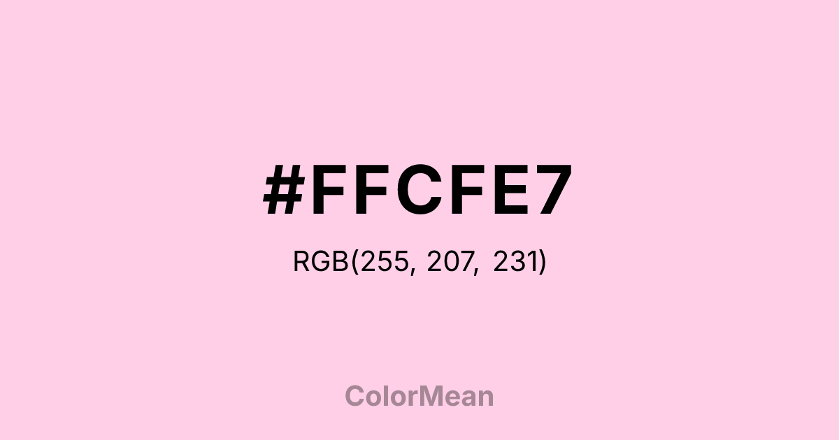 Color swatch image showing #FFCFE7 with RGB(255,207,231) values
