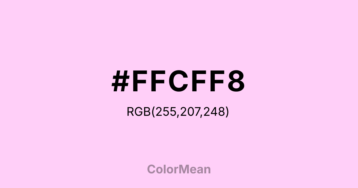 Color swatch image showing #FFCFF8 with RGB(255,207,248) values