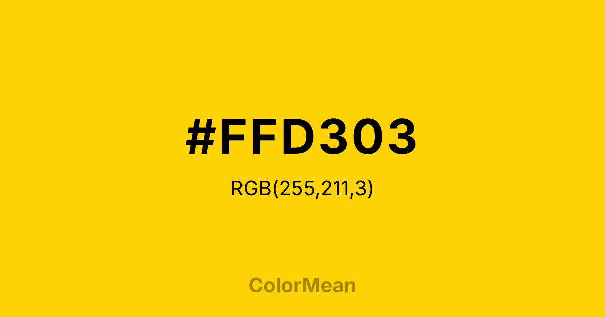 Color swatch image showing #FFD303 with RGB(255,211,3) values