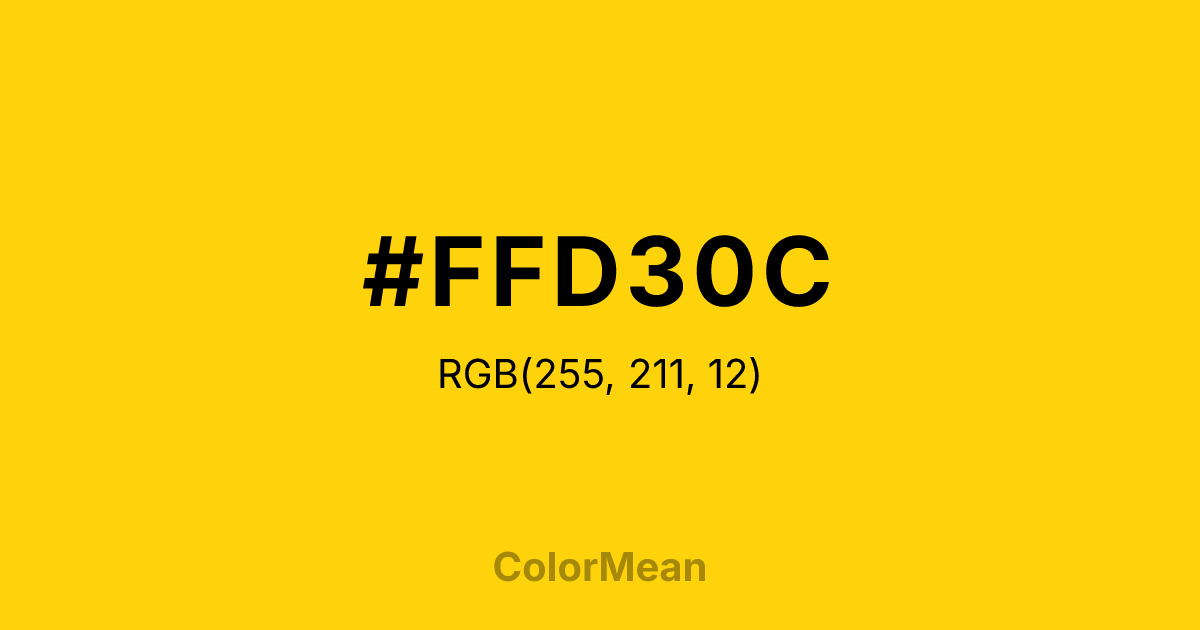 Color swatch image showing #FFD30C with RGB(255,211,12) values