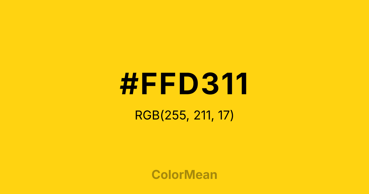 Color swatch image showing #FFD311 with RGB(255,211,17) values