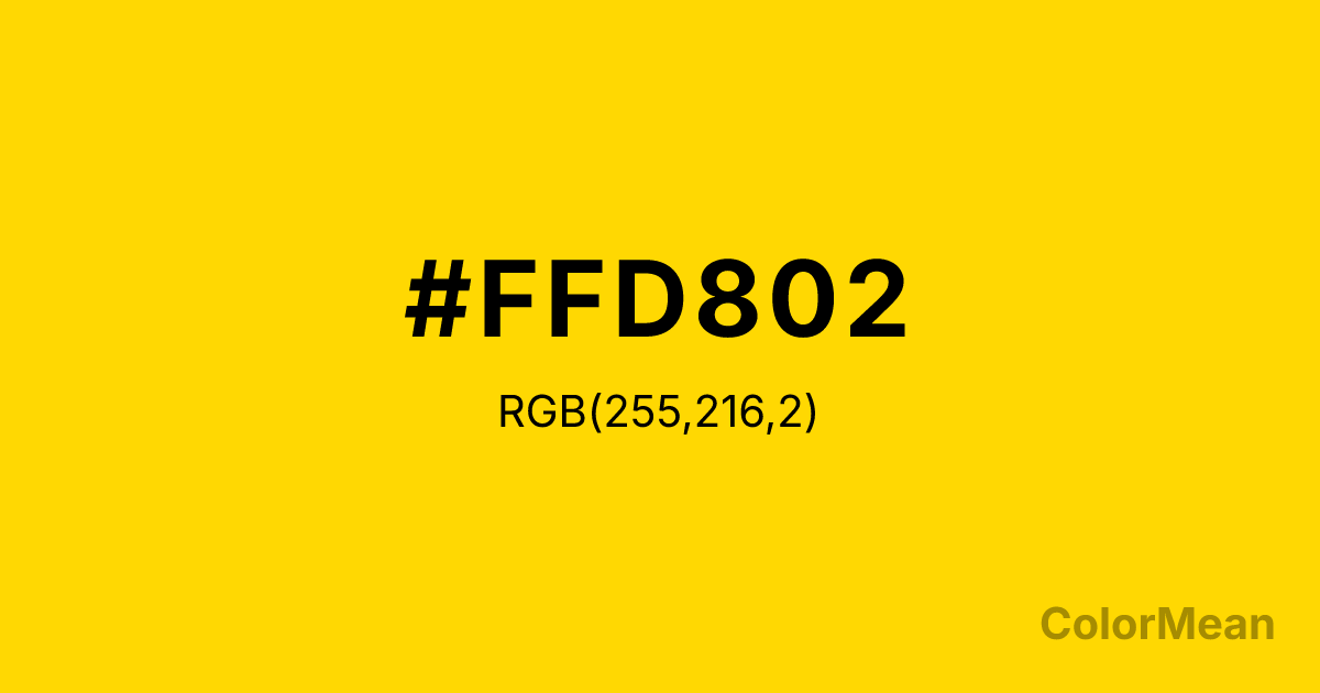 Color swatch image showing #FFD802 with RGB(255,216,2) values