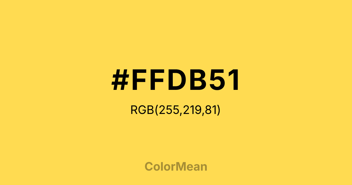 Color swatch image showing #FFDB51 with RGB(255,219,81) values