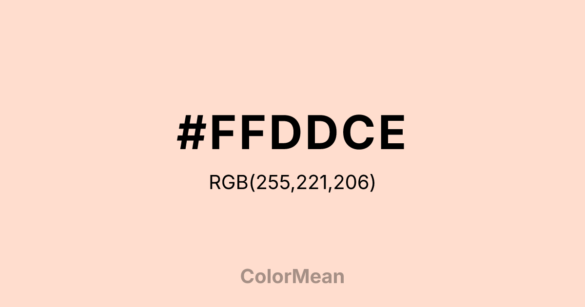 Color swatch image showing #FFDDCE with RGB(255,221,206) values