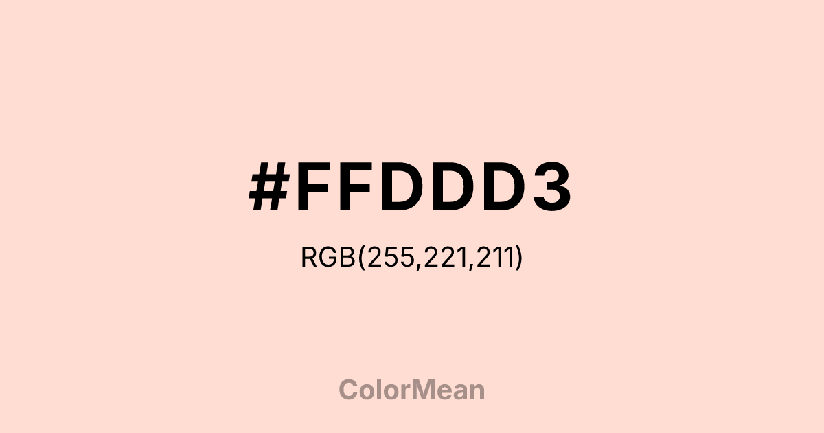 Color swatch image showing #FFDDD3 with RGB(255,221,211) values