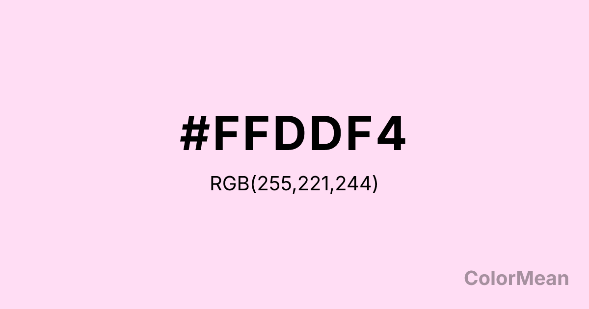 Color swatch image showing Pink Lace (#FFDDF4) with RGB(255,221,244) values