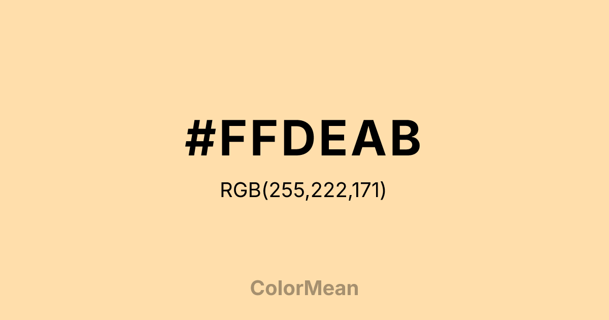 Color swatch image showing #FFDEAB with RGB(255,222,171) values