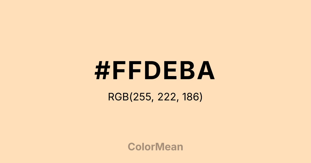 Color swatch image showing #FFDEBA with RGB(255,222,186) values