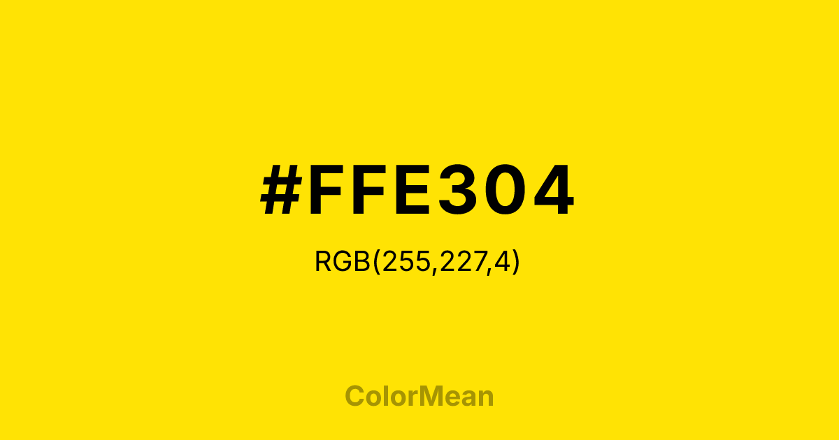 Color swatch image showing #FFE304 with RGB(255,227,4) values