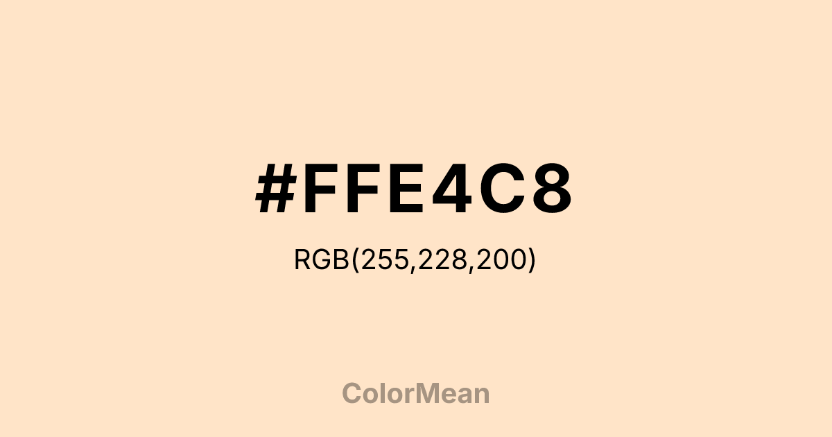 Color swatch image showing #FFE4C8 with RGB(255,228,200) values