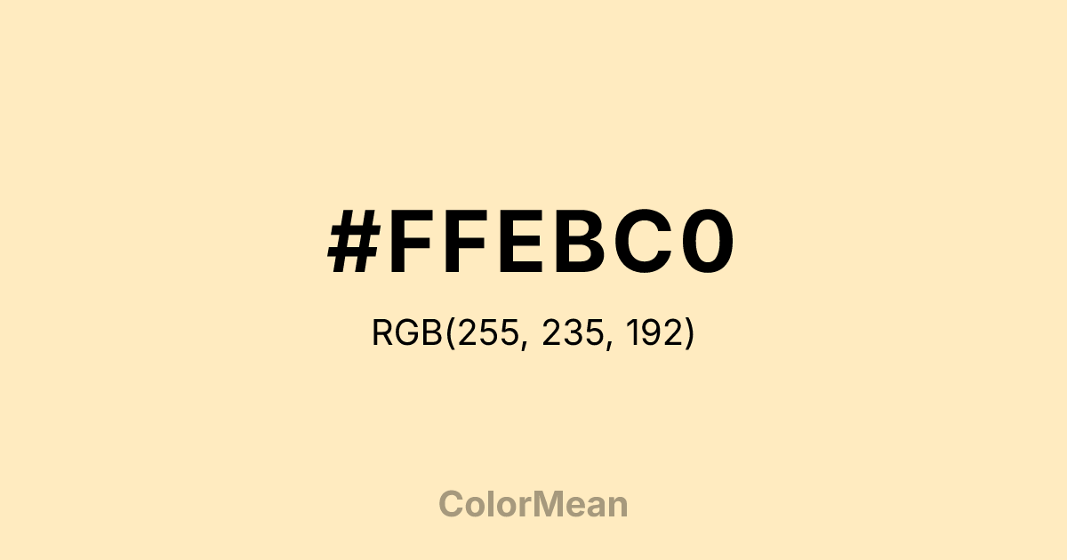 Color swatch image showing #FFEBC0 with RGB(255,235,192) values