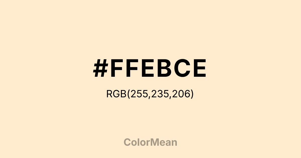 Color swatch image showing #FFEBCE with RGB(255,235,206) values