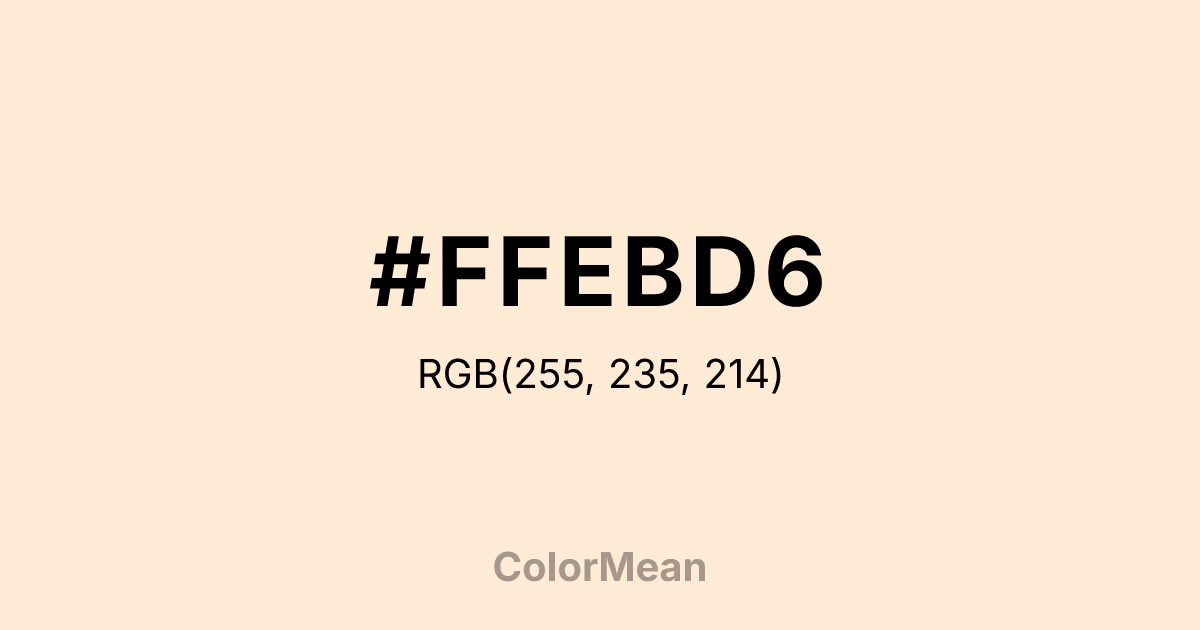 Color swatch image showing #FFEBD6 with RGB(255,235,214) values