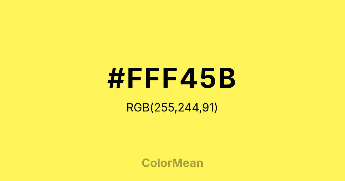Color swatch image showing #FFF45B with RGB(255,244,91) values