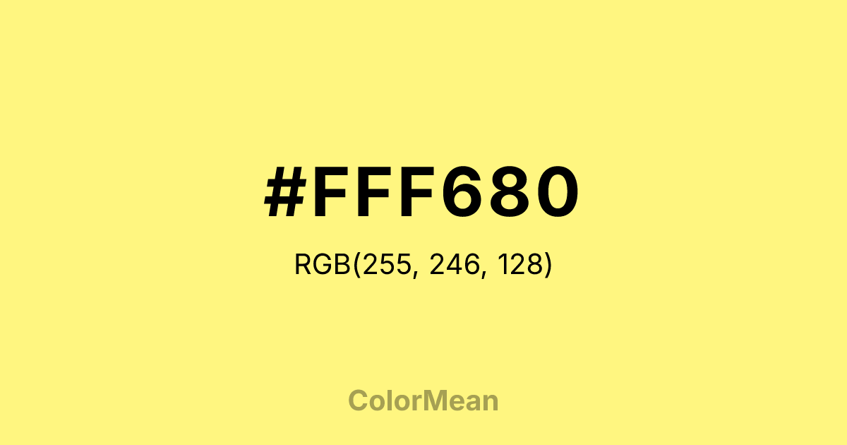 Color swatch image showing #FFF680 with RGB(255,246,128) values