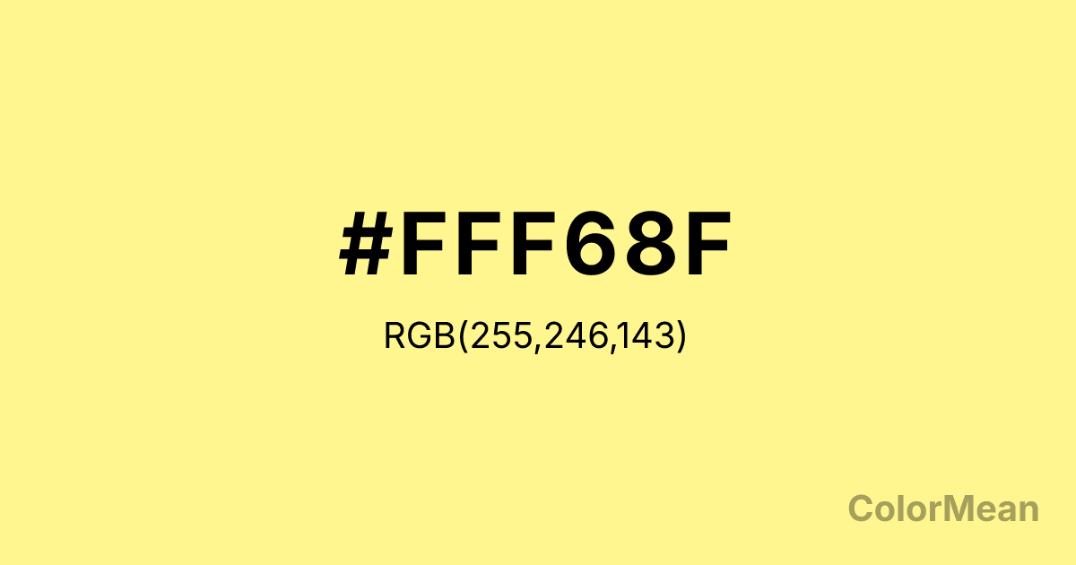 Color swatch image showing Khaki1 (#FFF68F) with RGB(255,246,143) values