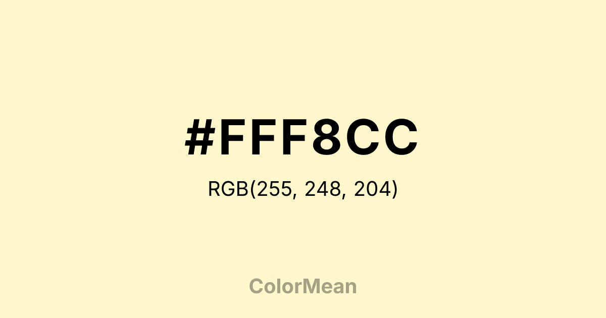 Color swatch image showing #FFF8CC with RGB(255,248,204) values