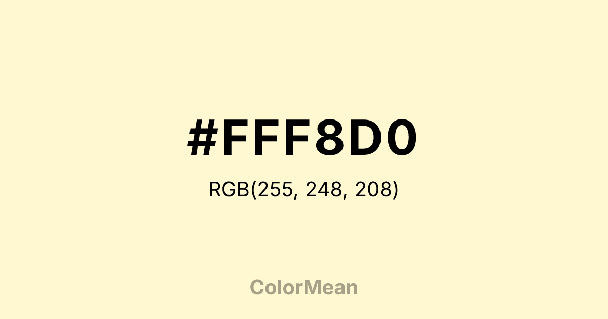 Color swatch image showing #FFF8D0 with RGB(255,248,208) values