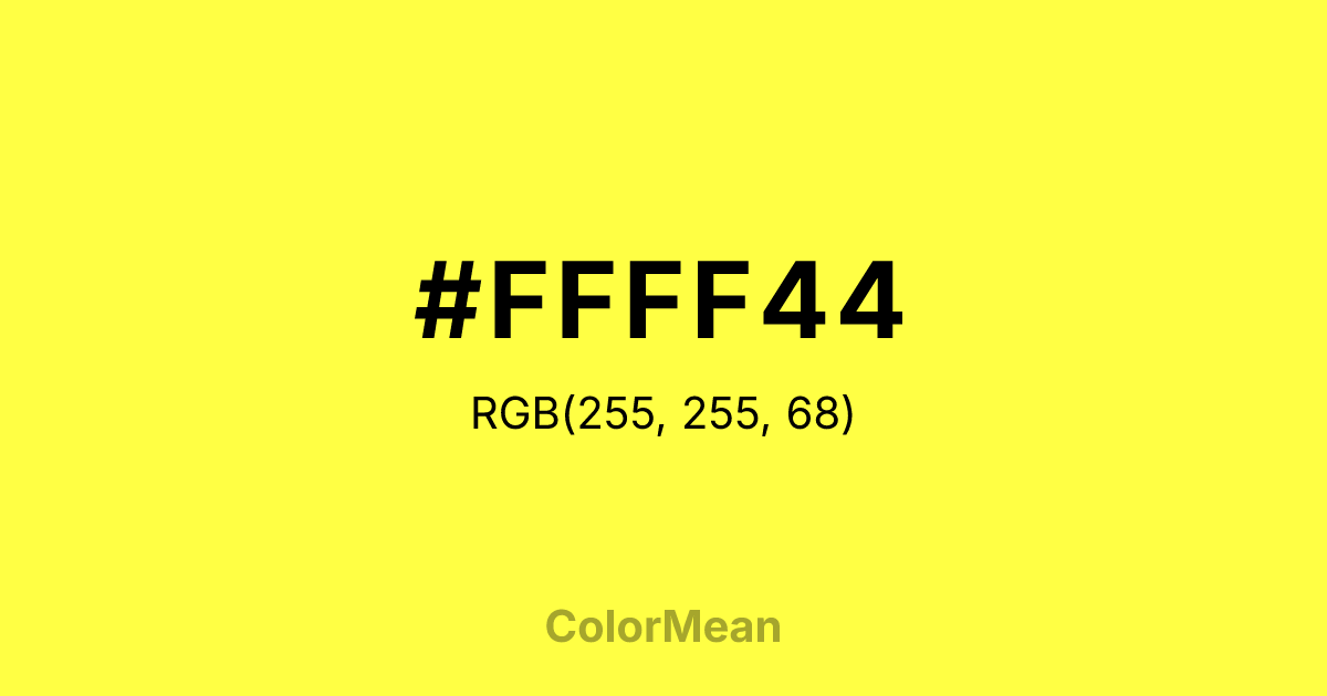 Color swatch image showing #FFFF44 with RGB(255,255,68) values