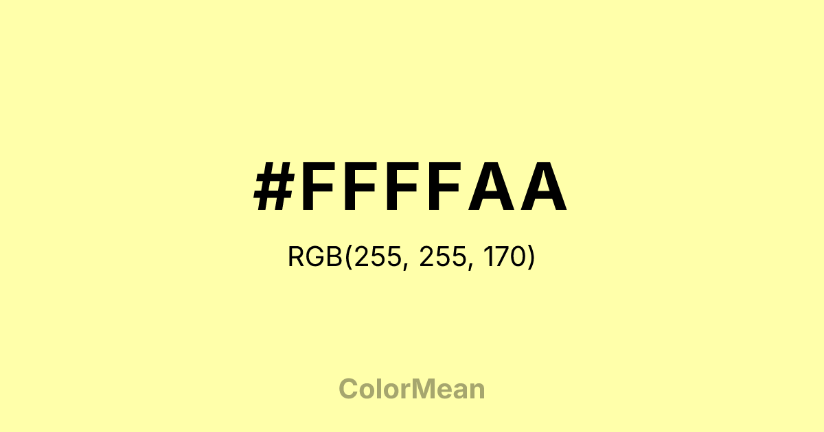Color swatch image showing #FFFFAA with RGB(255,255,170) values